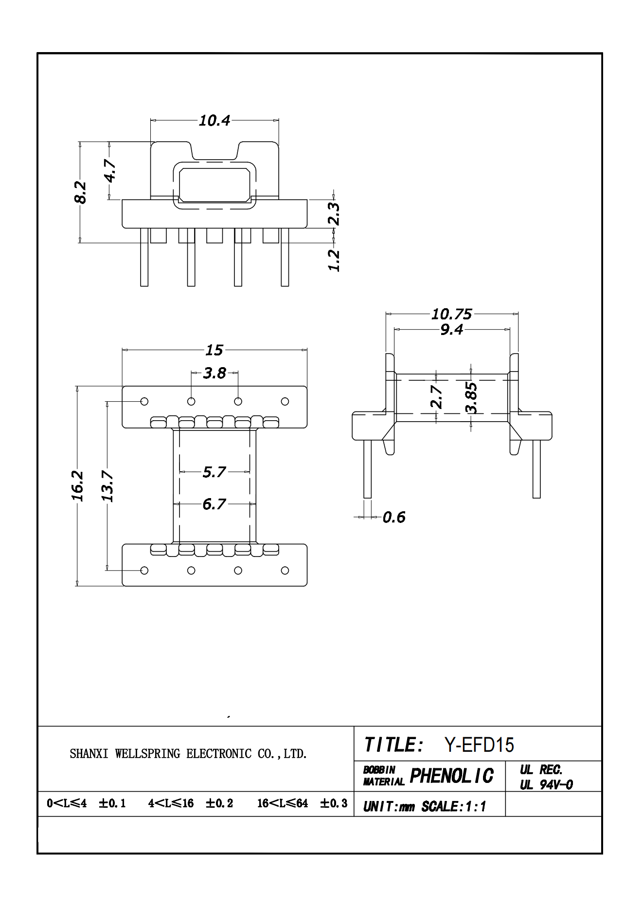EFD15 4+4 BOBBIN