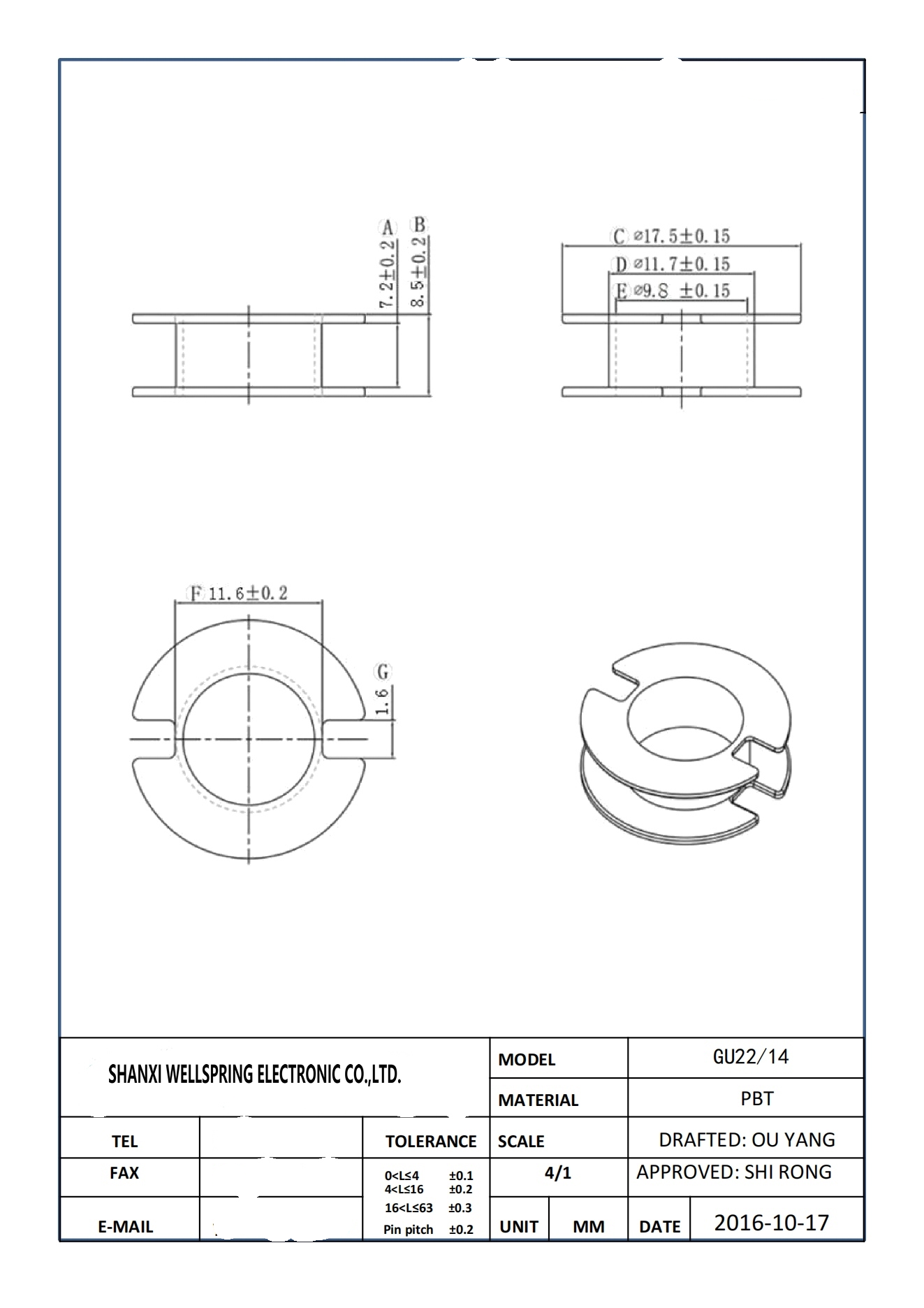GU22 BOBBIN