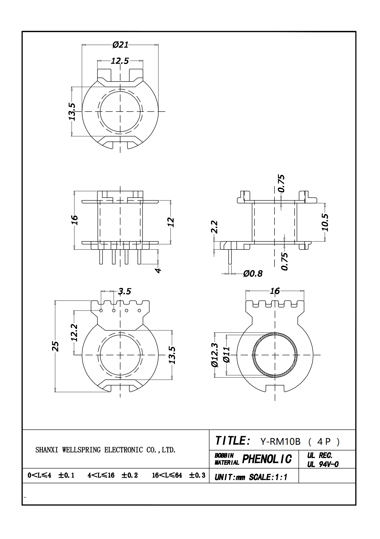 RM10  0+4 BOBBIN