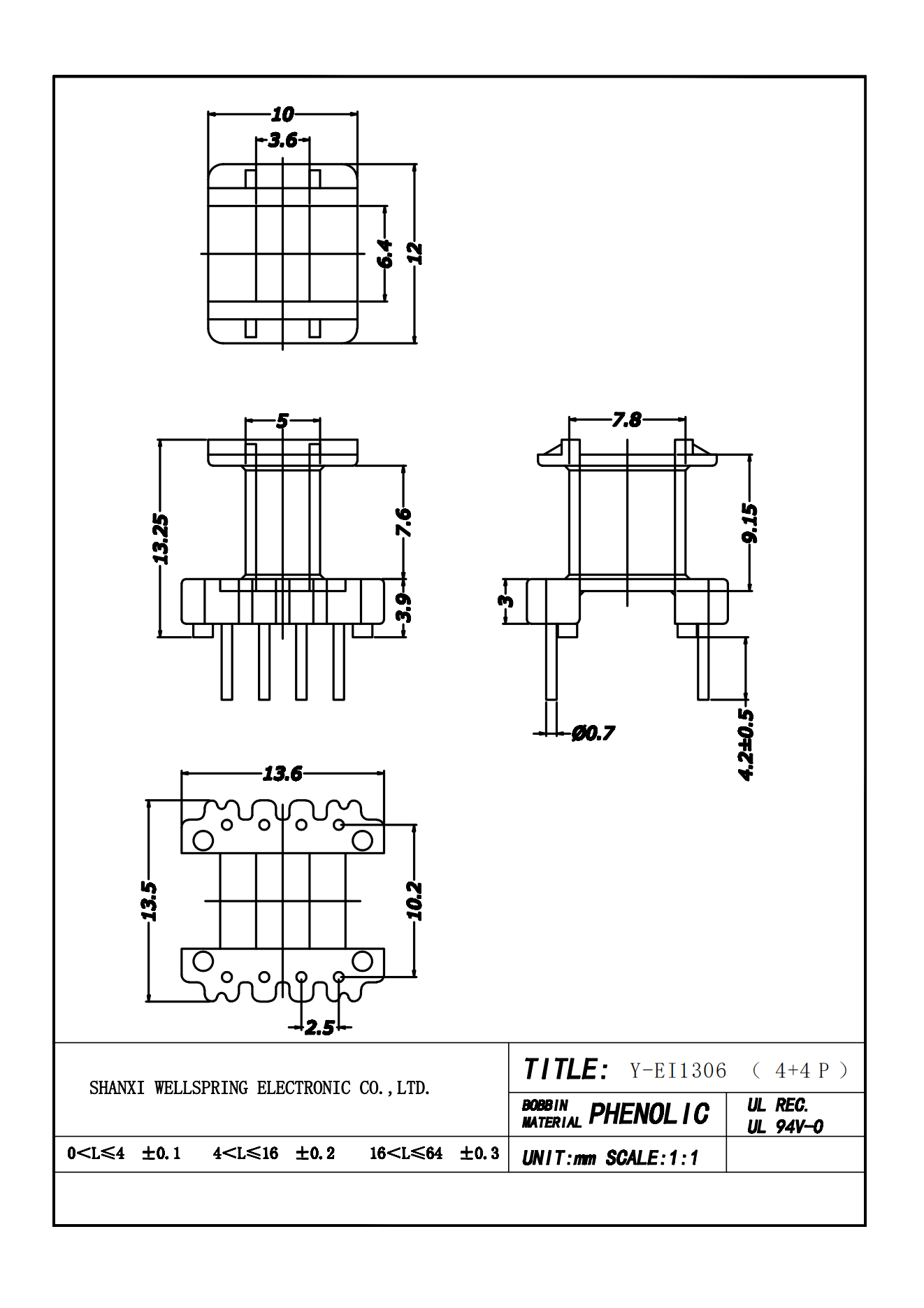 EI 1306 V 5+5 BOBBIN