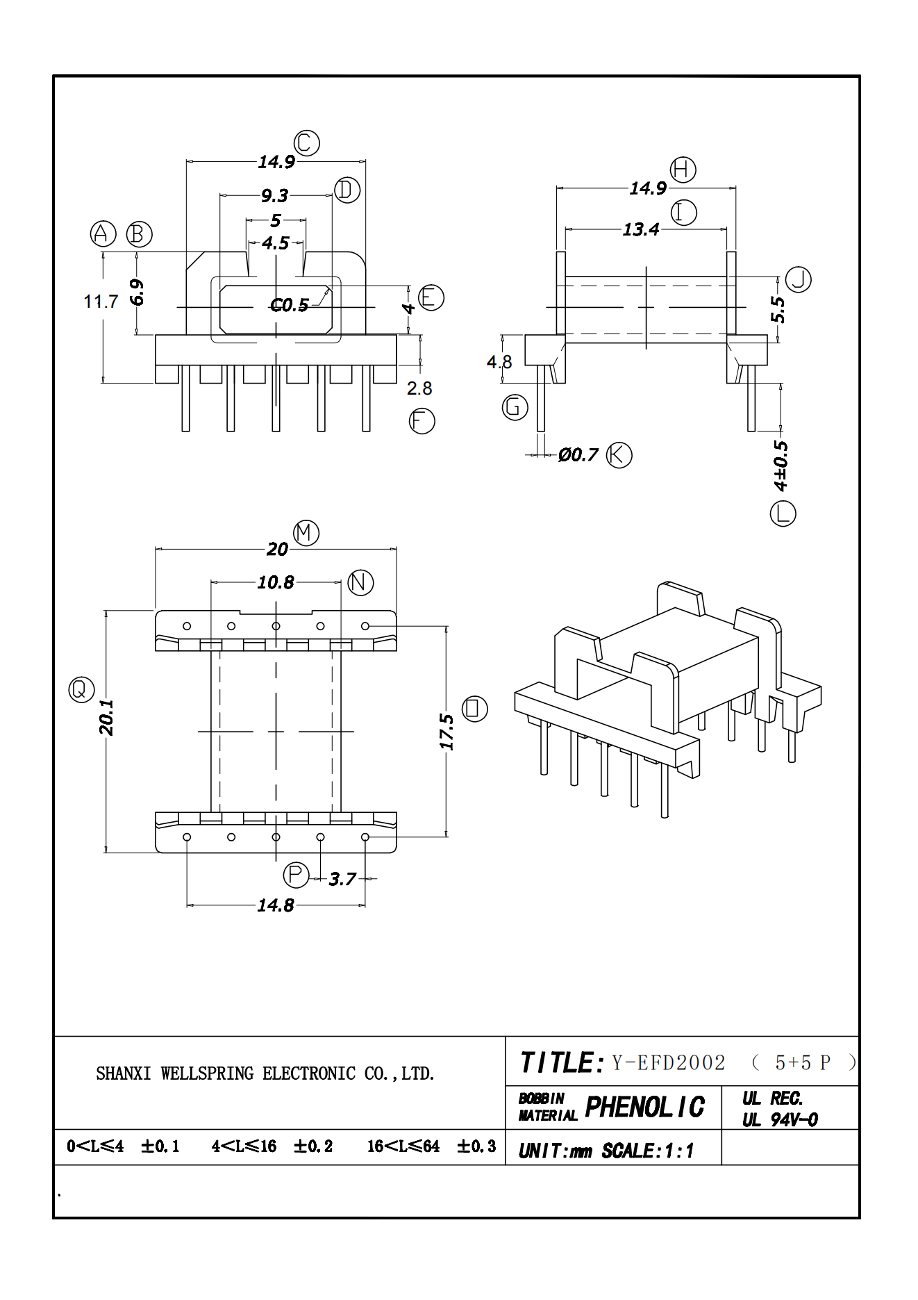 EFD20  5+5 BOBBIN