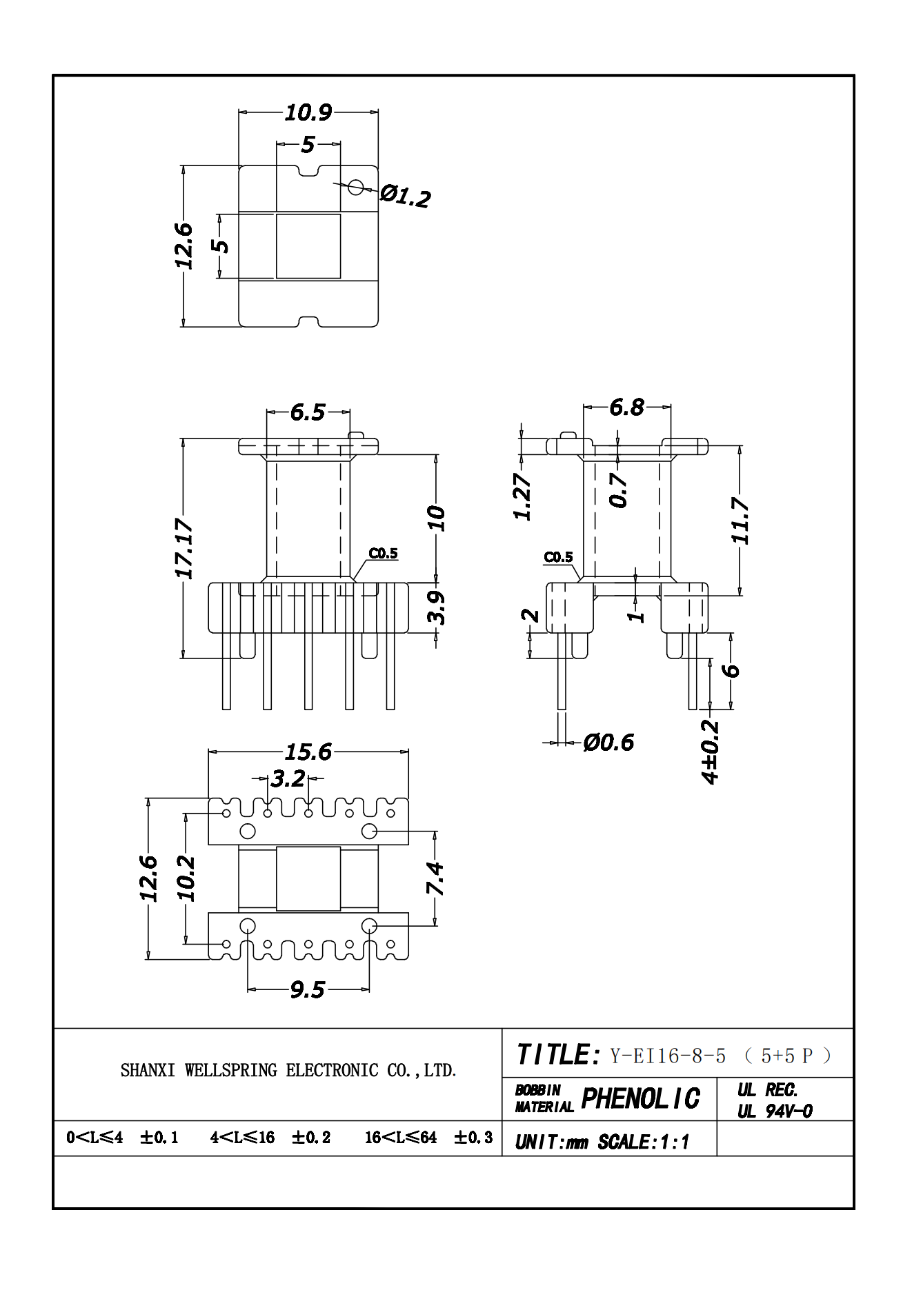 EI16-8-5 V 5+5 BOBBIN