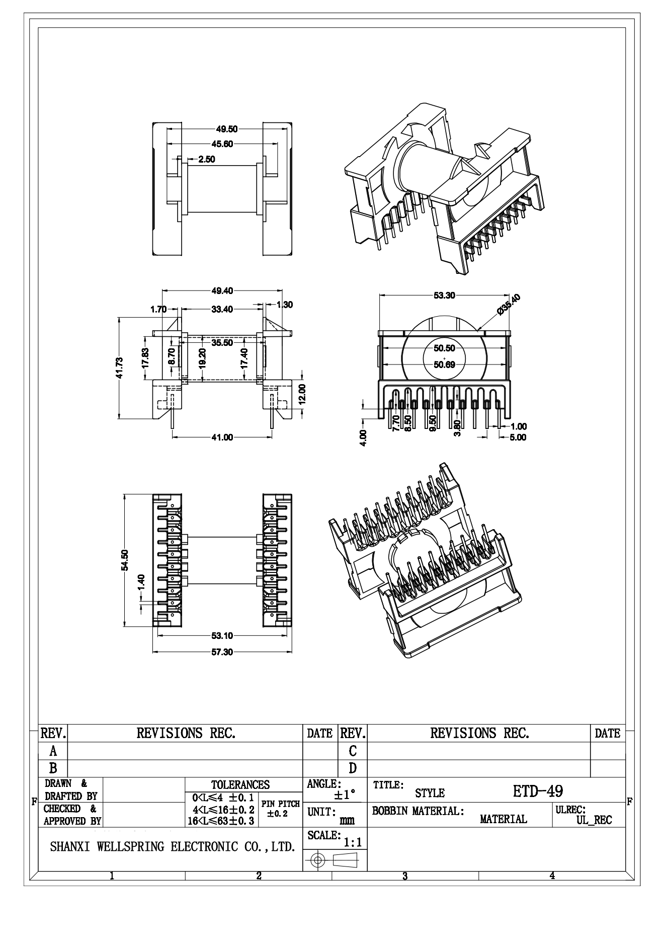 ETD49 H 10+10 BOBBIN